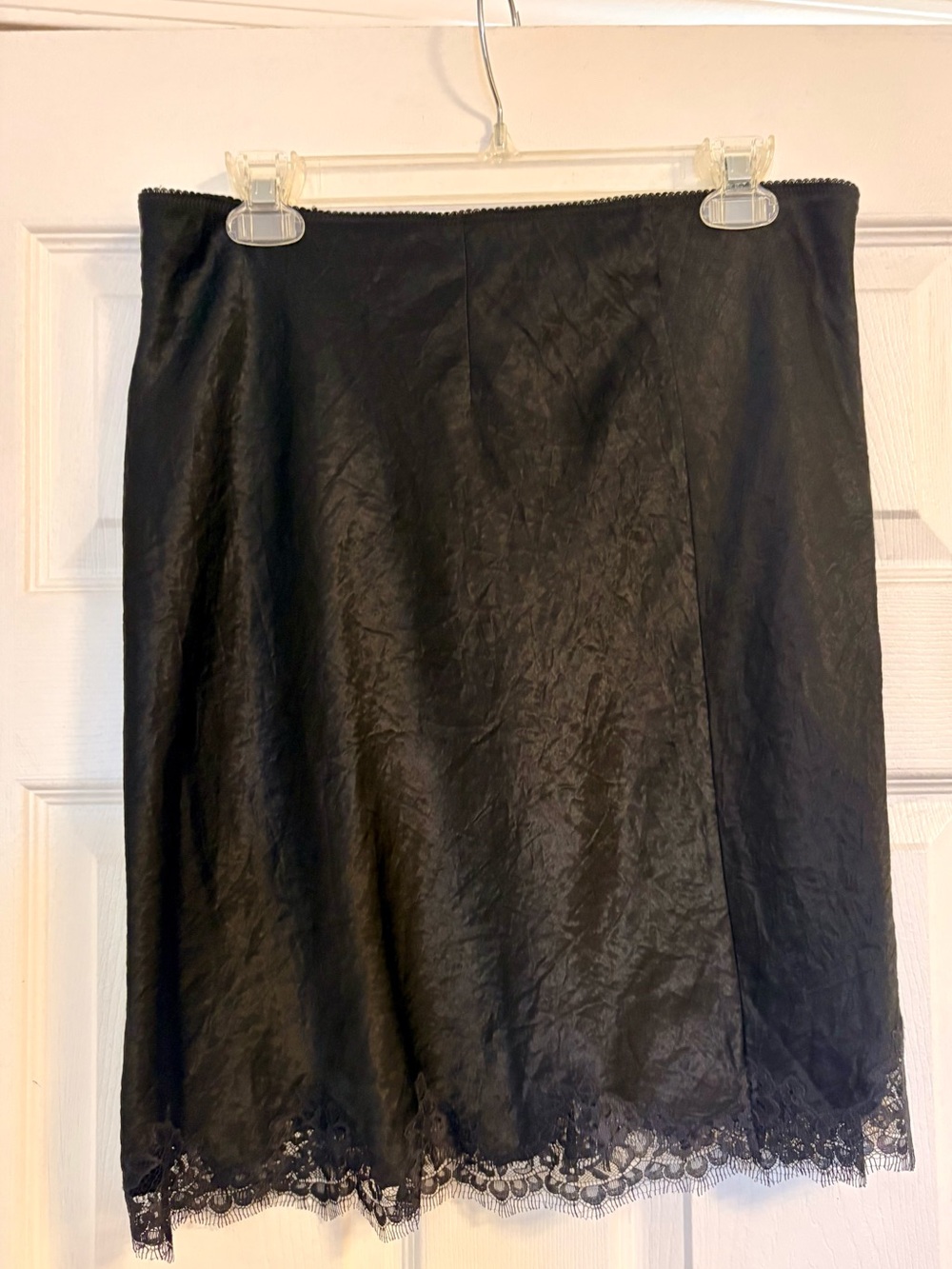 J.Crew- Gwen Textured Satin Lace Trim Slip Skirt- Medium - Picture 2 of 5